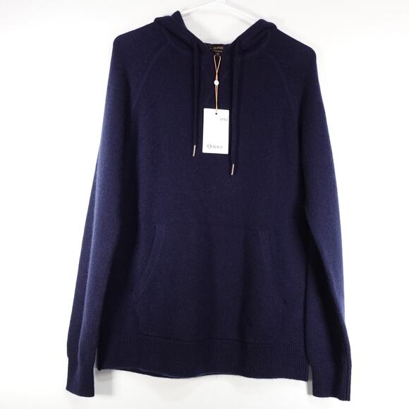 New Quince Men’s True Navy Mongolian Cashmere Pullover Hoodie Size Small 3192 - Picture 1 of 9